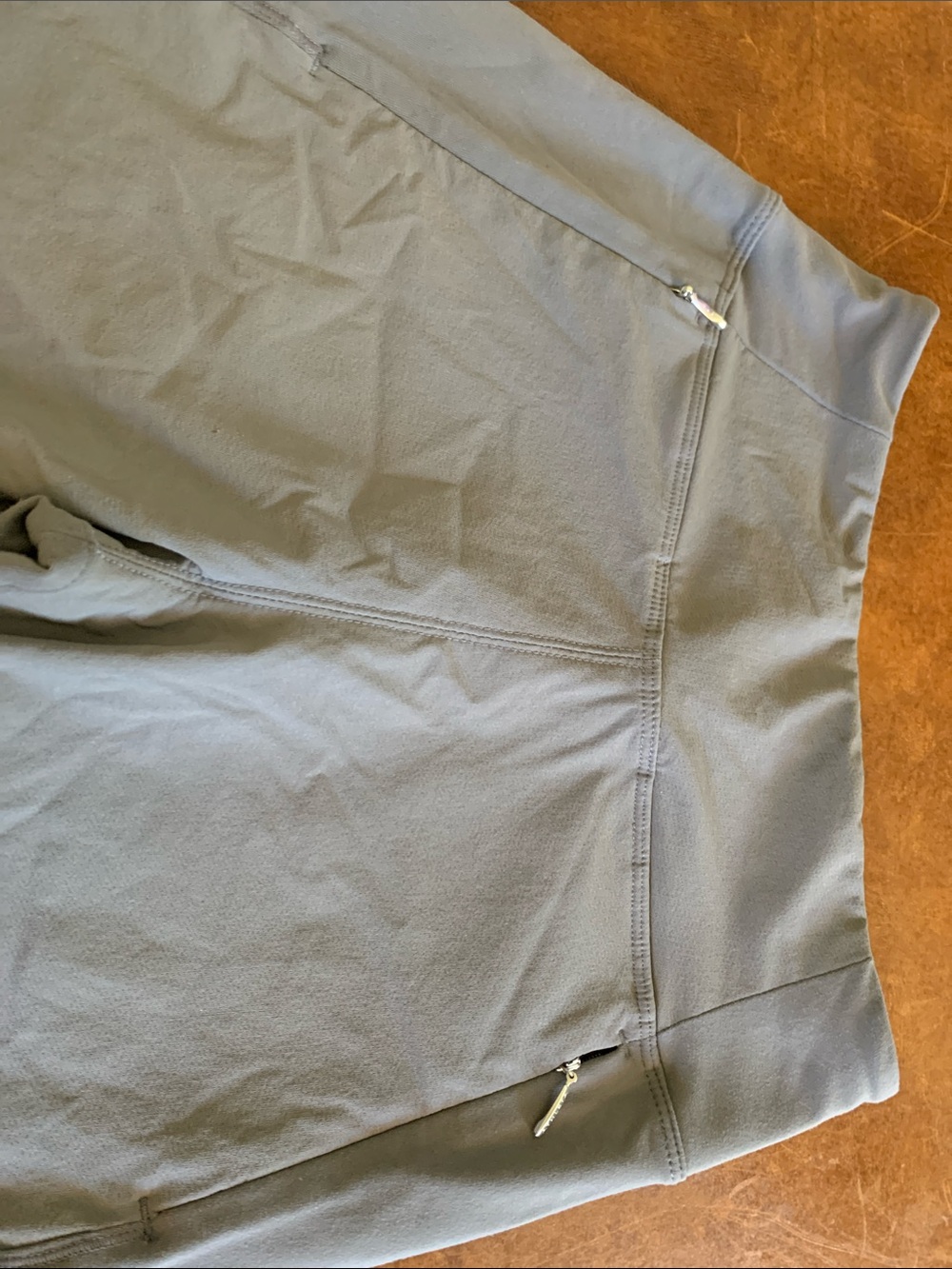 Athleta Slate Gray High-Waist Performance Leggings with Zipper Pockets